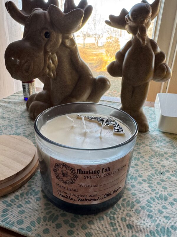 Mustang Colt  Coconut Apricot wax blend of vanilla, patchouli, and oak moss